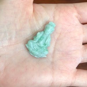 Lady Kwan Yin Buddha Natural Real Green Jade Piece